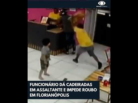 Funcionário dá cadeiradas em assaltante e impede roubo em Florianópolis