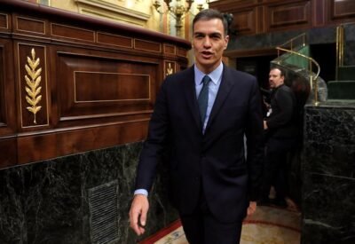 O premiê espanhol. Pedro Sánchez, em sessão no Parlamento da Espanha nesta quarta-feira (13)